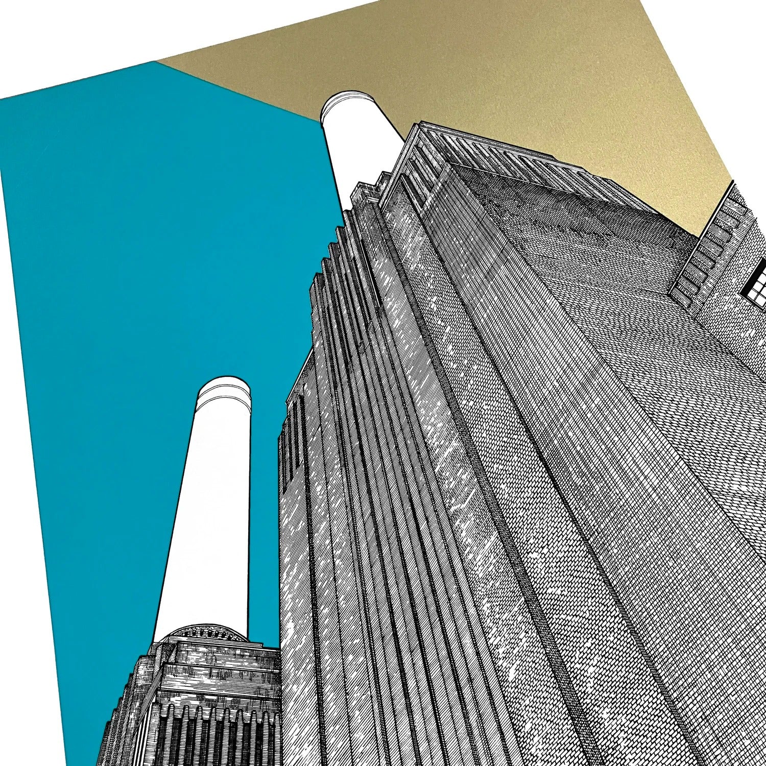 Turquoise and Gold Battersea Print