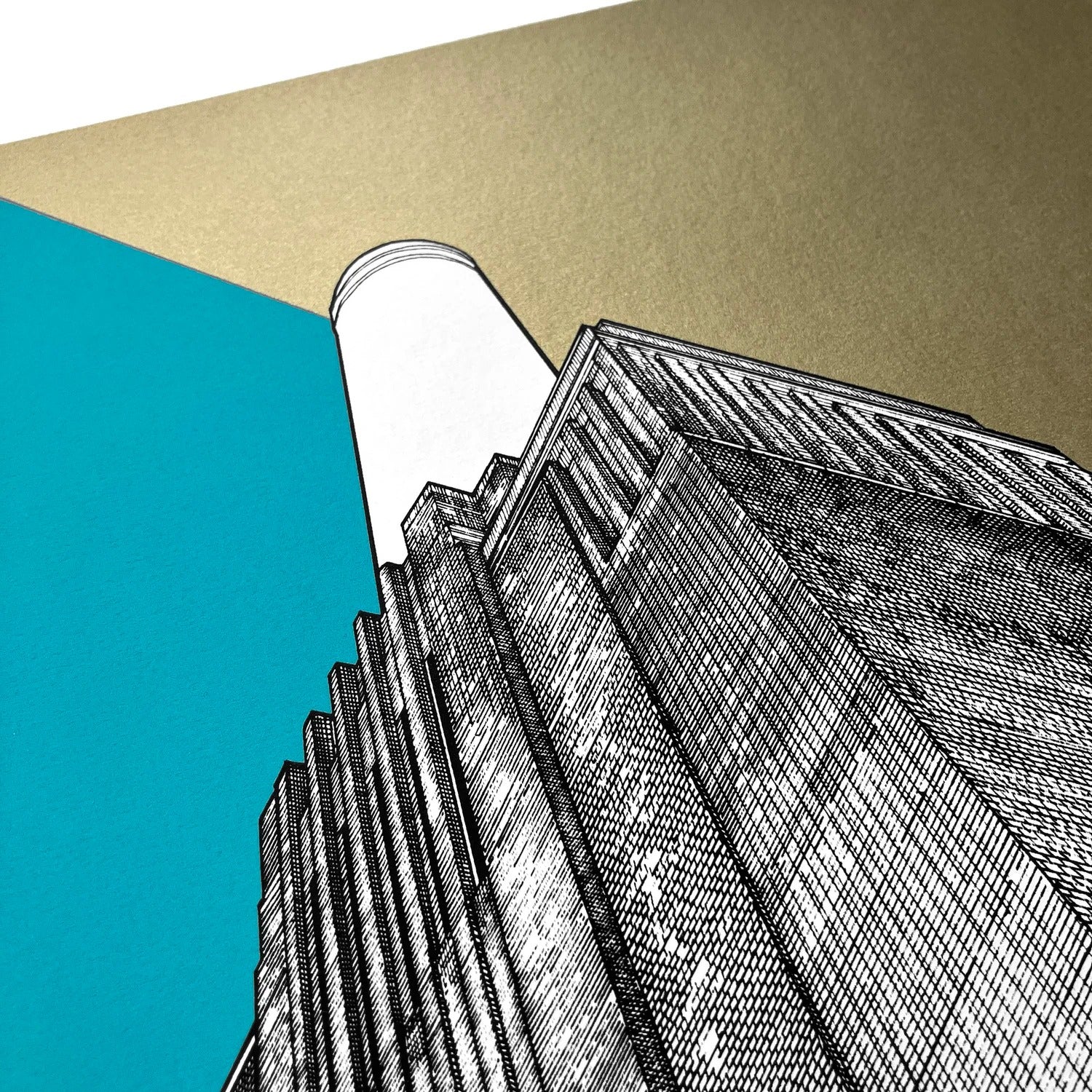 Turquoise and Gold Battersea Print