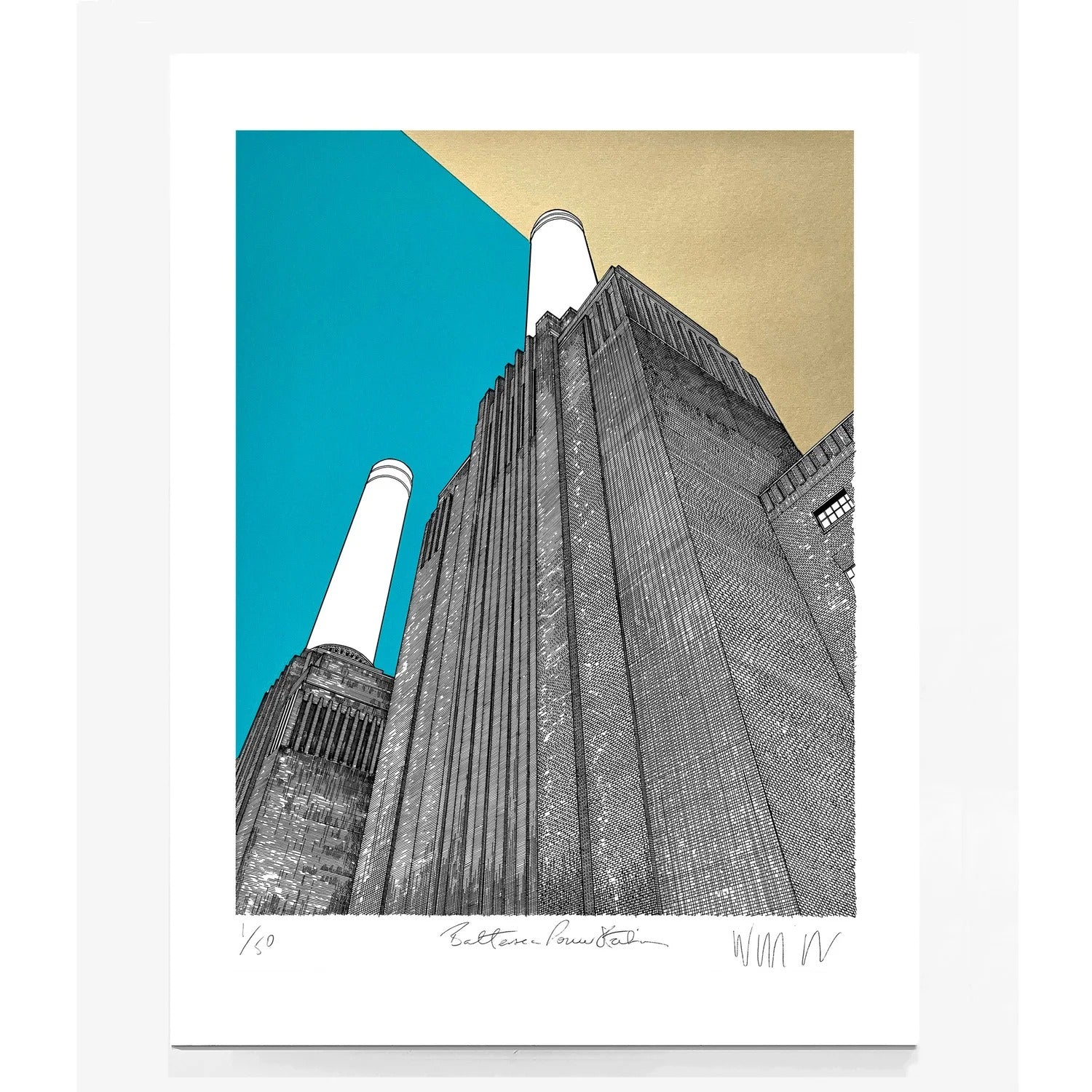 Turquoise and Gold Battersea Print