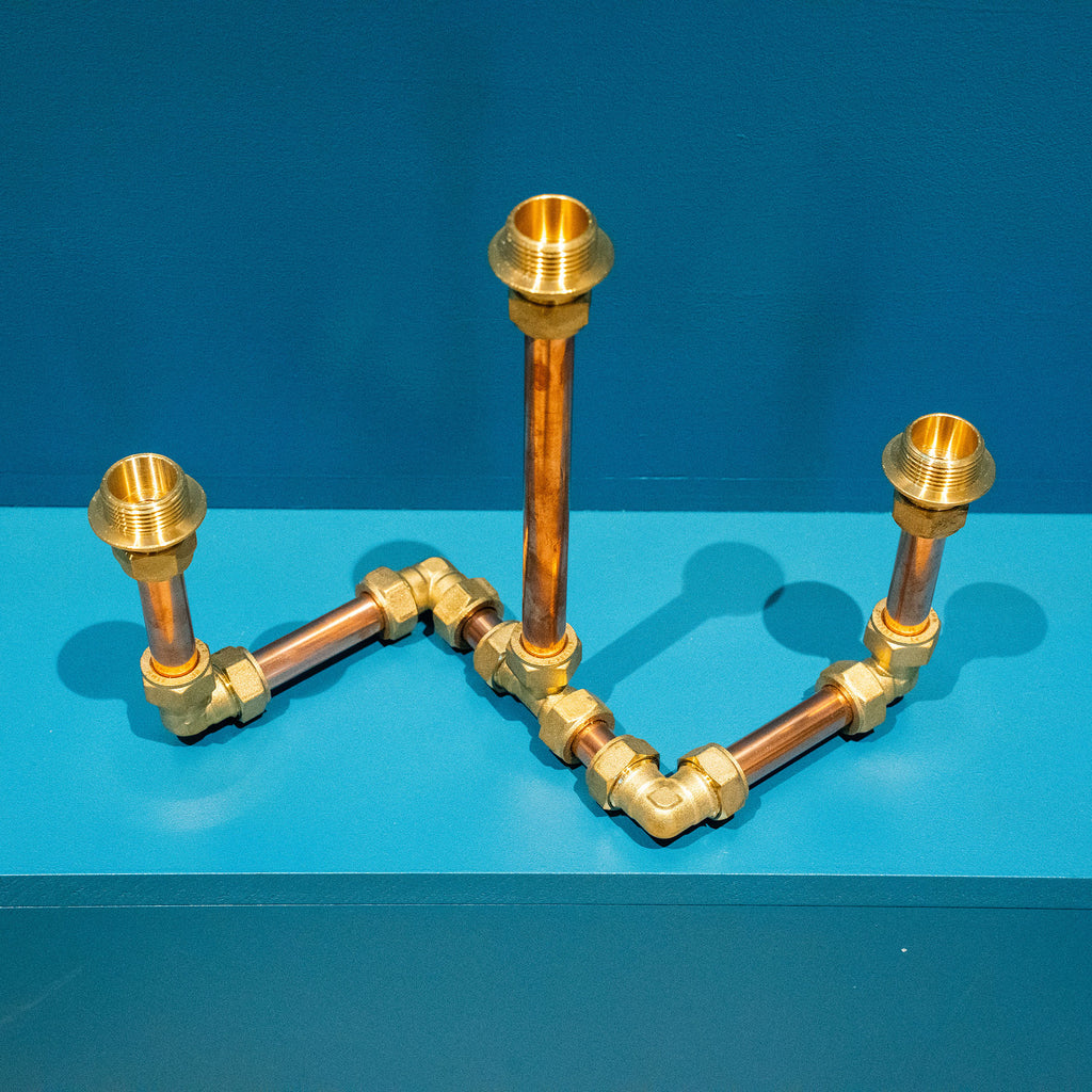 Copper Pipe Triple Candlabra