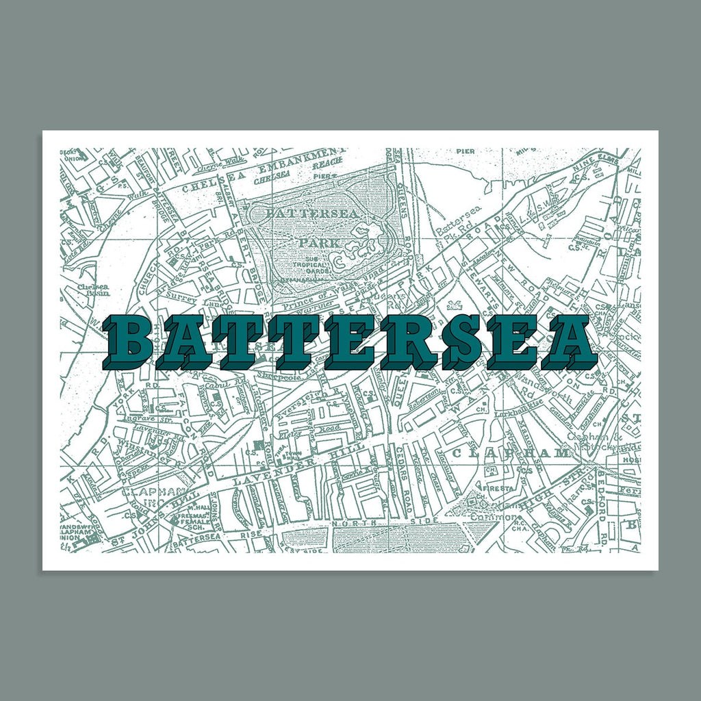 Teal Battersea Map Print