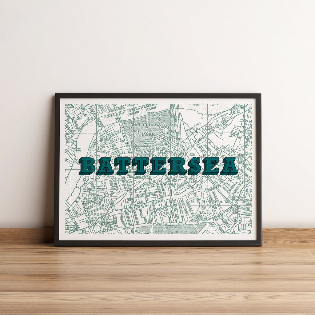 Teal Battersea Map Print