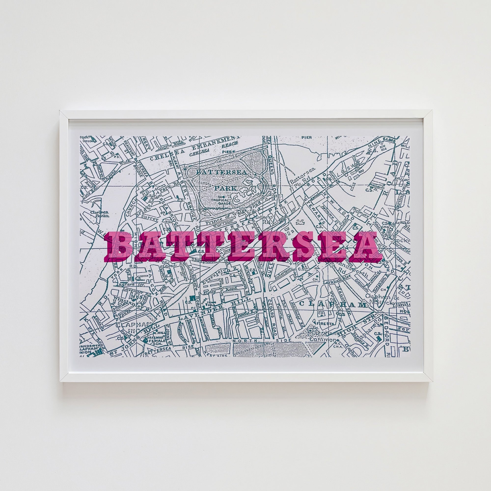 Pink Battersea Map Print