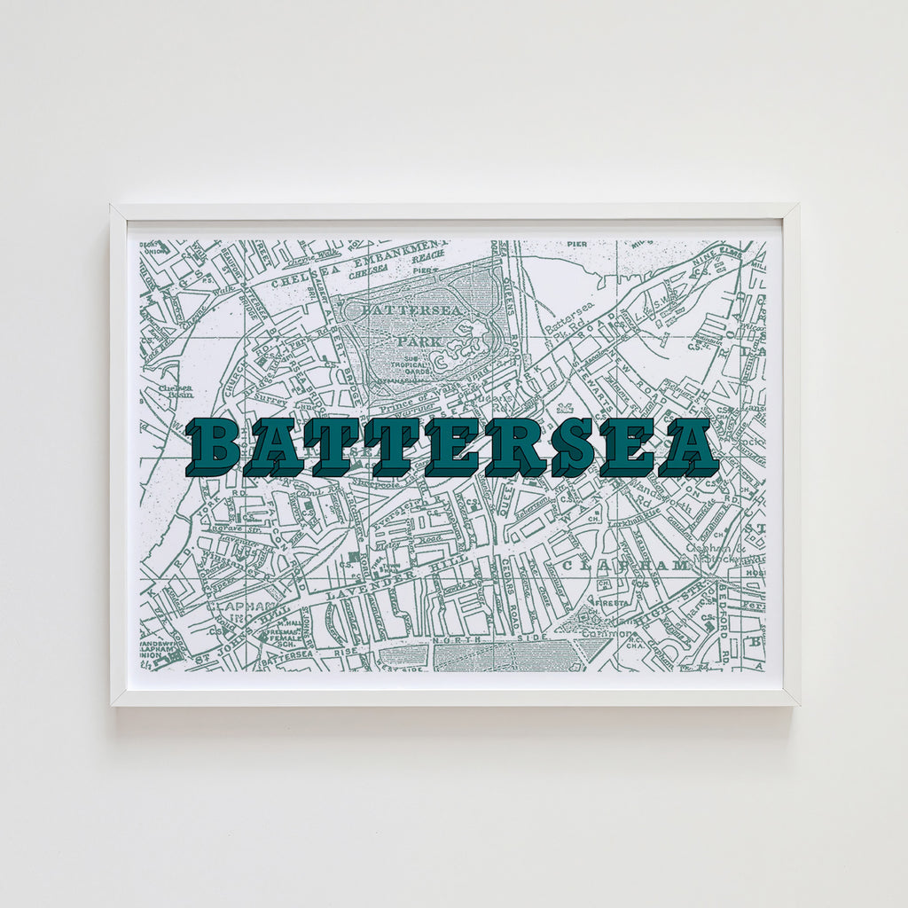 Teal Battersea Map Print