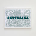 Teal Battersea Map Print