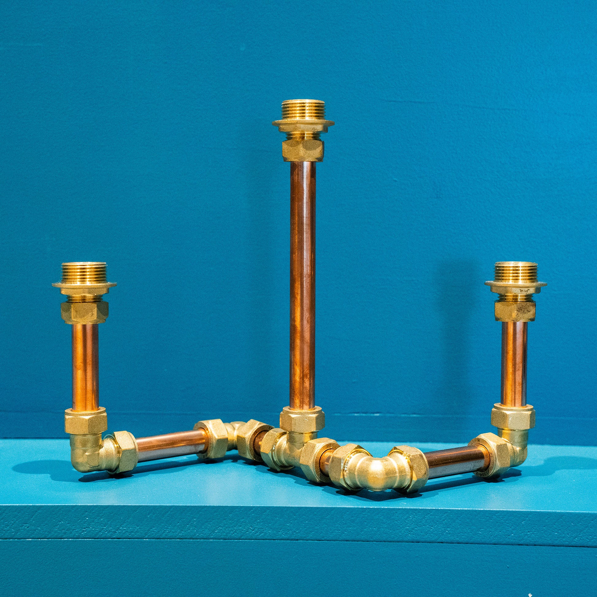 Copper Pipe Triple Candlabra